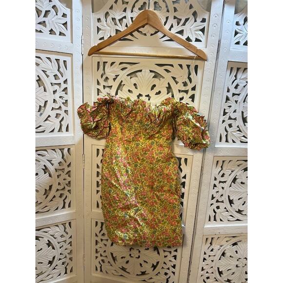 House of CB Tanaya Vintage Floral Puff Sleeve Mini Dress Size S Small - Picture 5 of 10